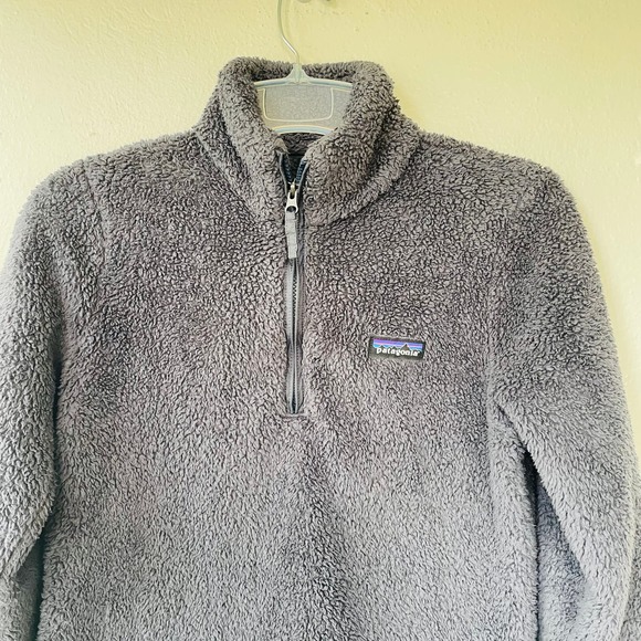 Patagonia Los Gatos 1/4 Zip Charcoal Gray Fleece Teddy Zip up Size S - Picture 3 of 11